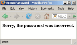 Wrong Password Message